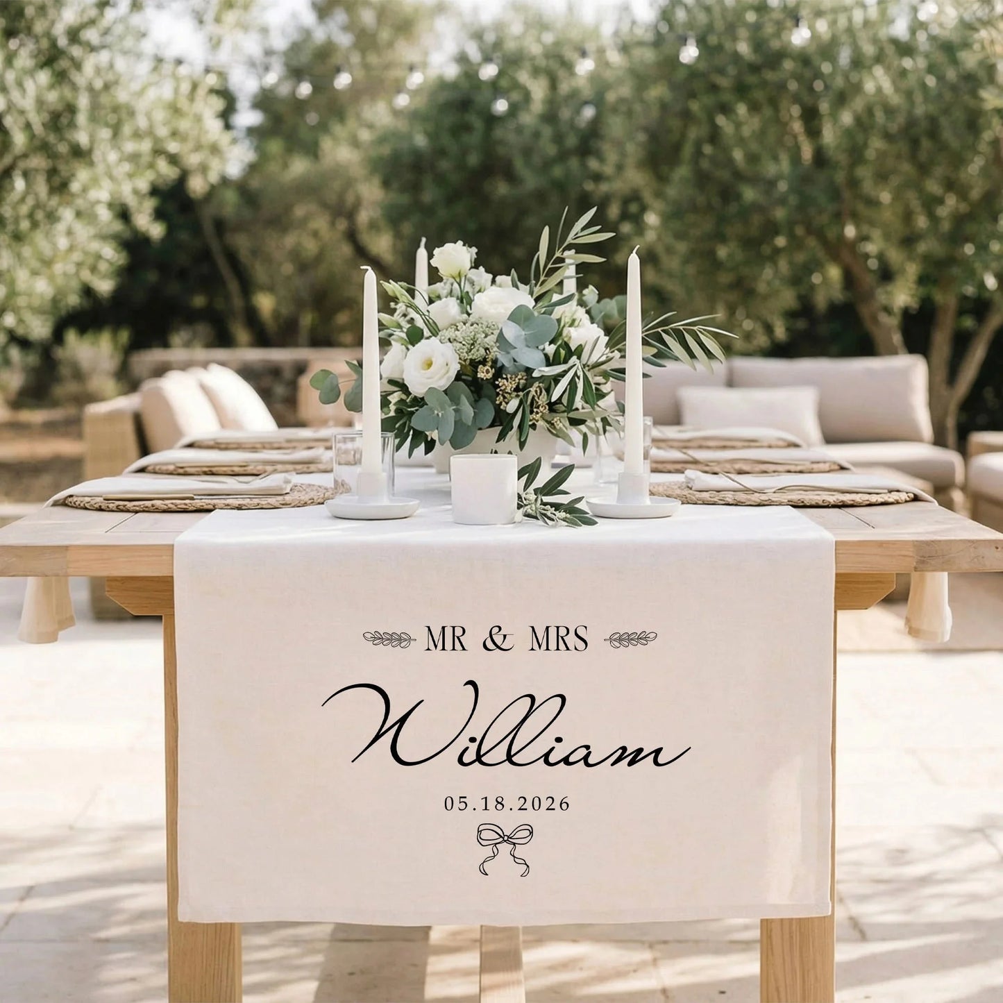 Mr and Mrs Wedding Table Runner Personalized Last Name Wedding Decor Custom Wedding Date Runner, personalized wedding decor