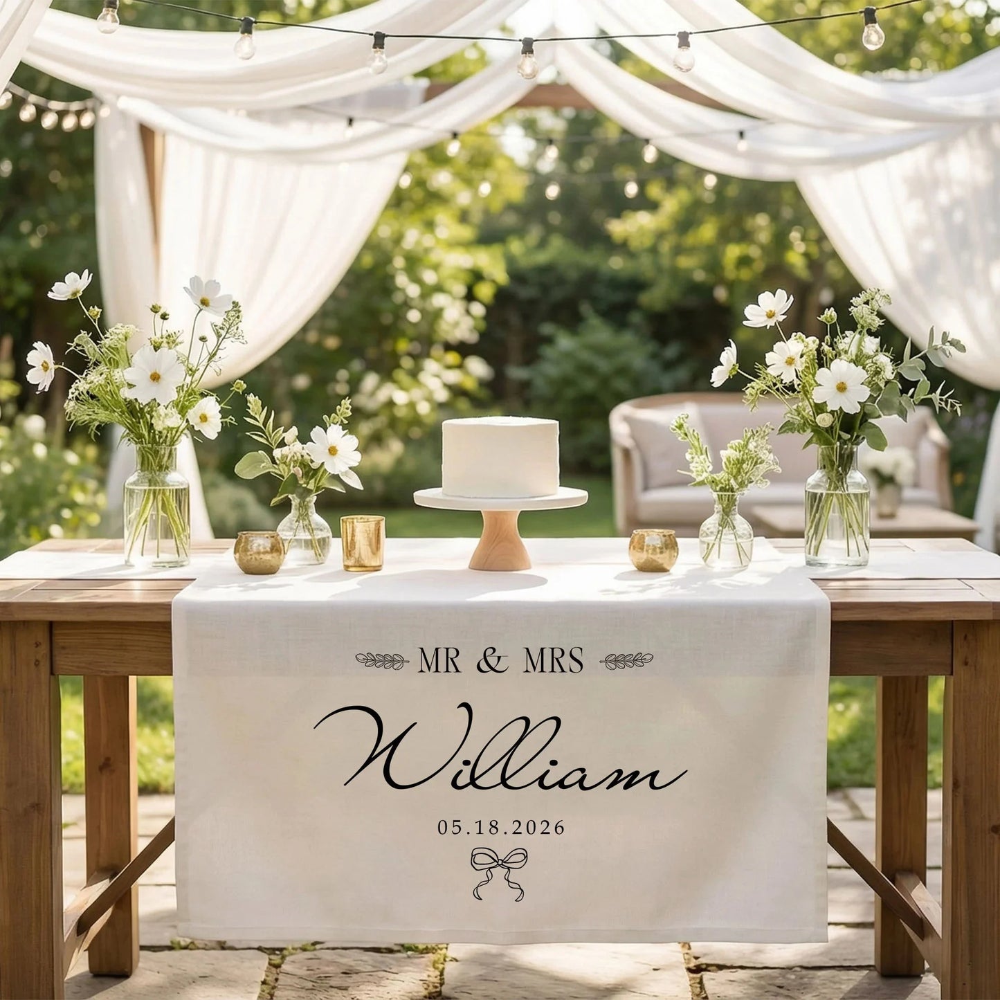 Mr and Mrs Wedding Table Runner Personalized Last Name Wedding Decor Custom Wedding Date Runner, personalized wedding decor