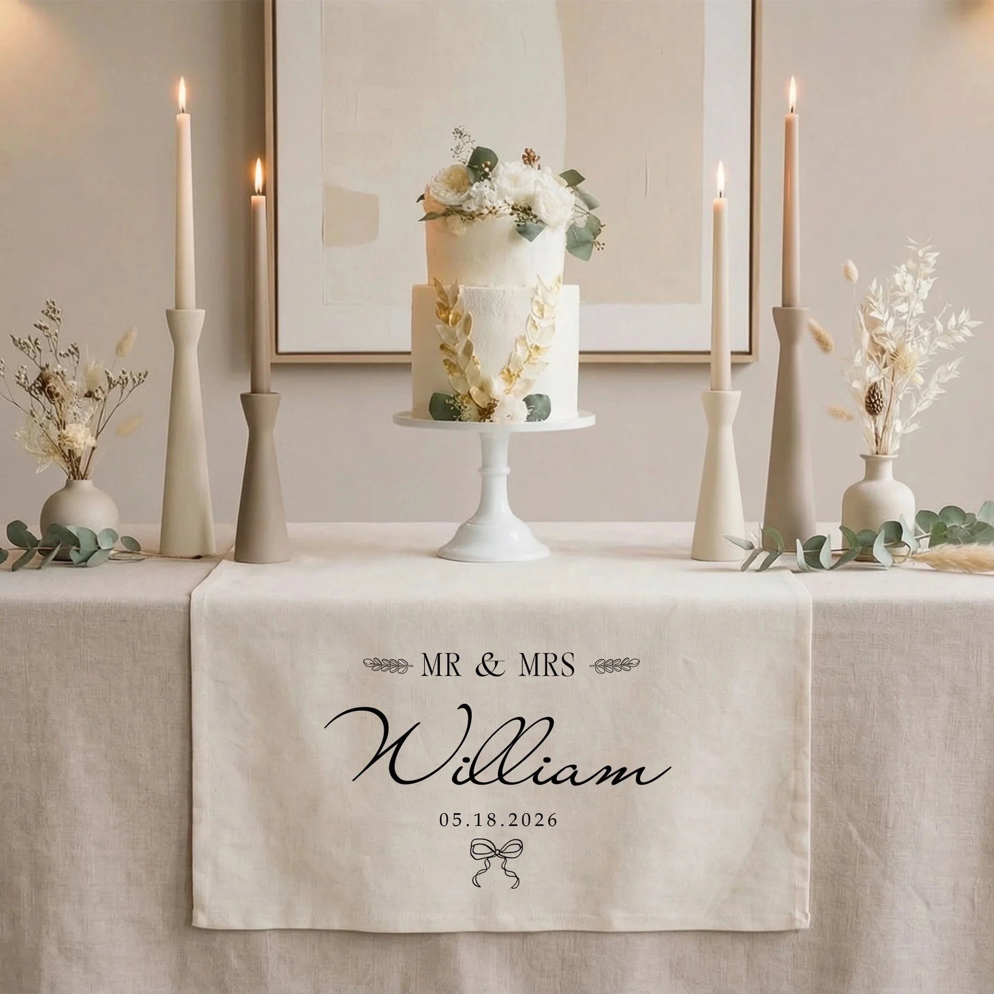 Mr and Mrs Wedding Table Runner Personalized Last Name Wedding Decor Custom Wedding Date Runner, personalized wedding decor