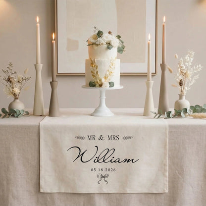 Mr and Mrs Wedding Table Runner Personalized Last Name Wedding Decor Custom Wedding Date Runner, personalized wedding decor
