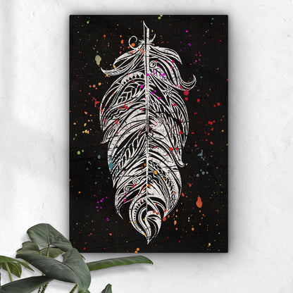 Decor Elements Feather White Boho Canvas Wall Art