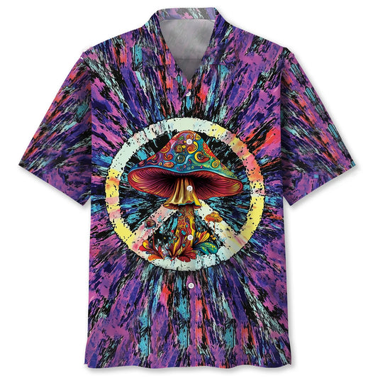 Mushroom Peace Sign Hawaiian Shirt - S - hawaiian shirt