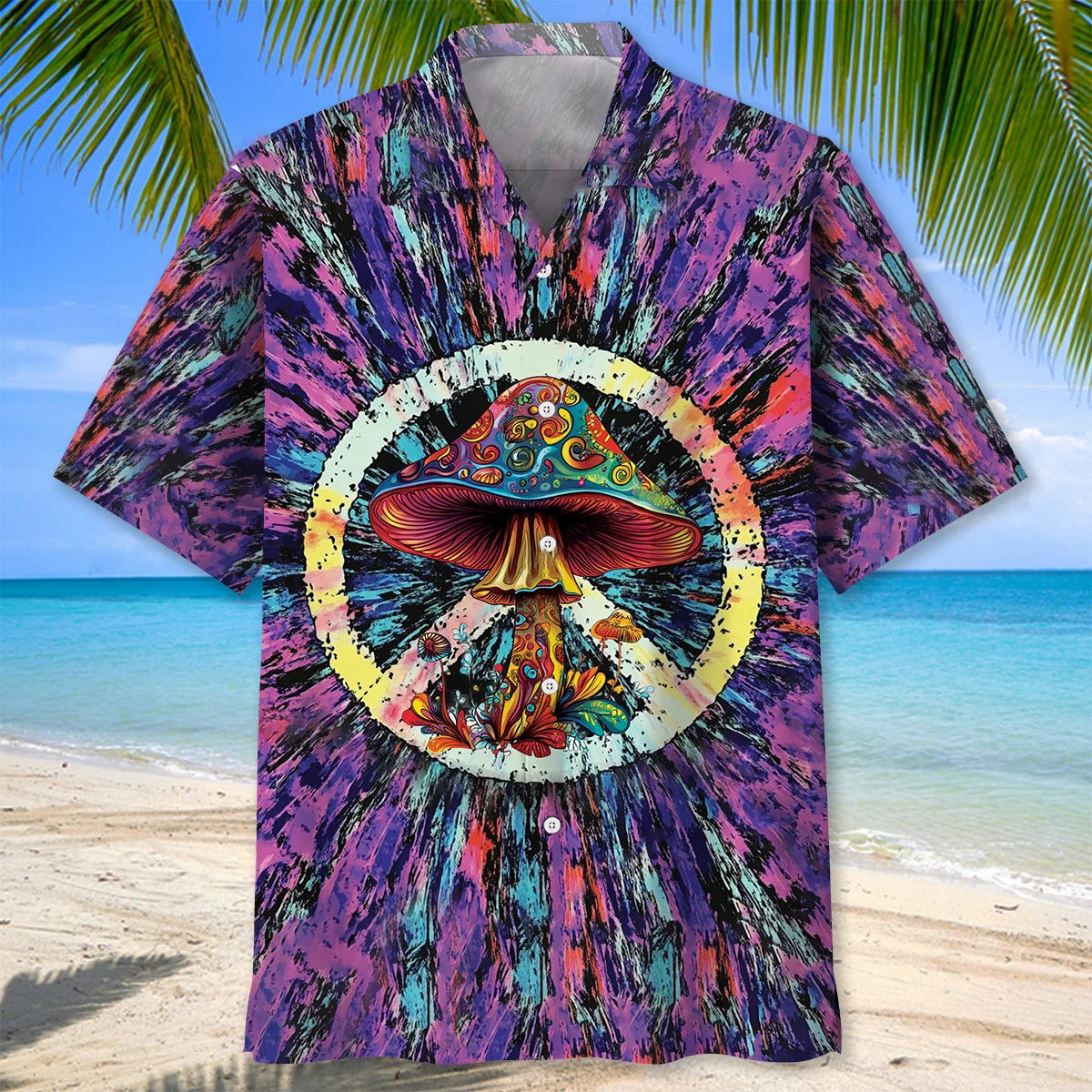 Mushroom Peace Sign Hawaiian Shirt