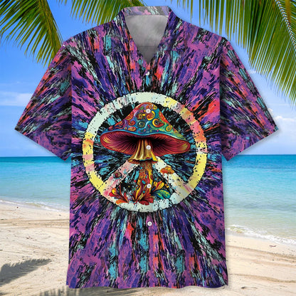 Mushroom Peace Sign Hawaiian Shirt