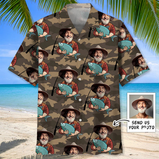 My Biggest Catch Fishing of my Life Custom Face Photo Hawaiian Shirt - XL - hawaiian shirt