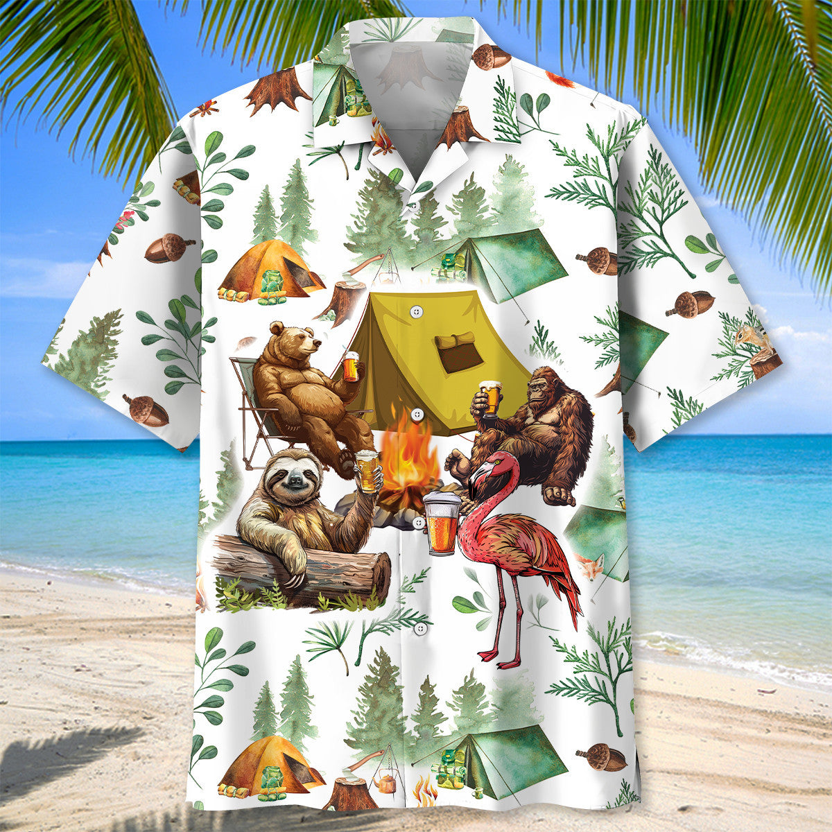 My Camping Friends Have a Drinking Problem Hawaiia - L - hawaiian shirt