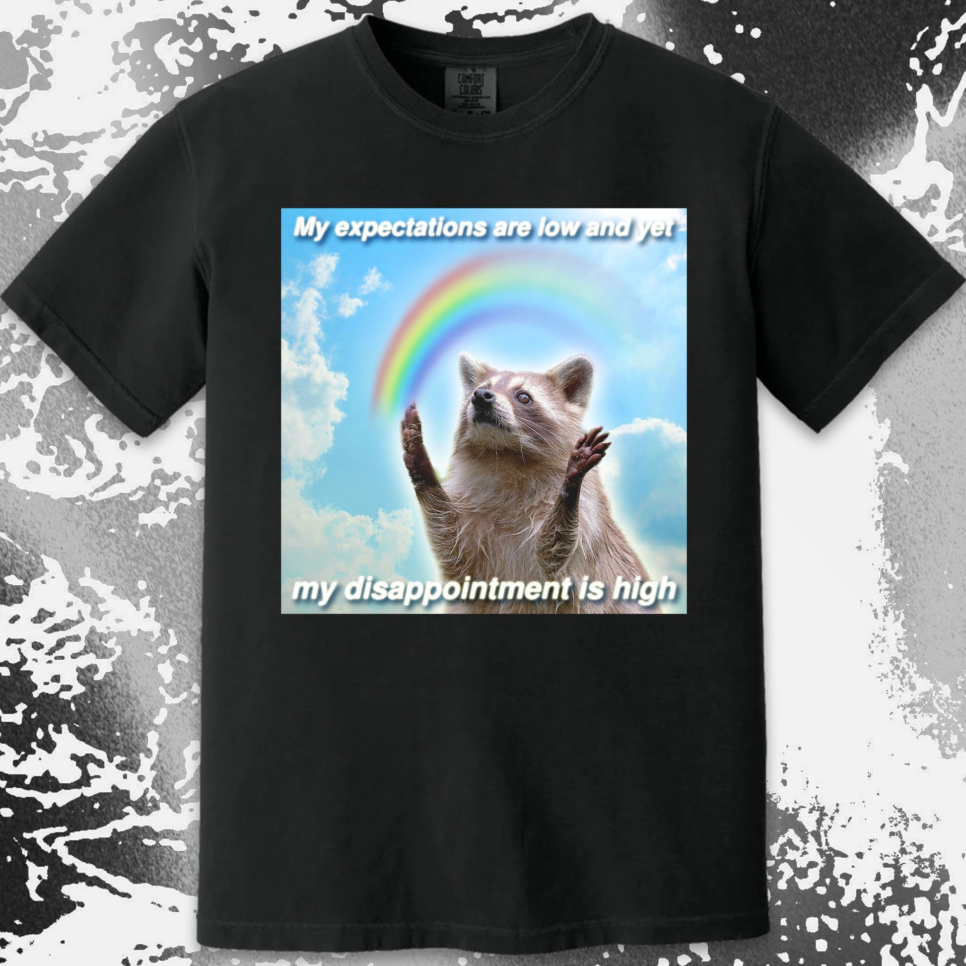 Low Expectations High Disappointment Raccoon T-Shirt, funny meme tee gift (view 14)
