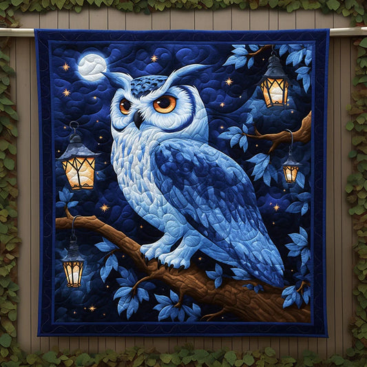 Mysterious Blue Night Owl Quilt Blanket