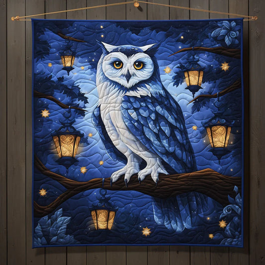 Mysterious Blue Night Owl Quilt Blanket