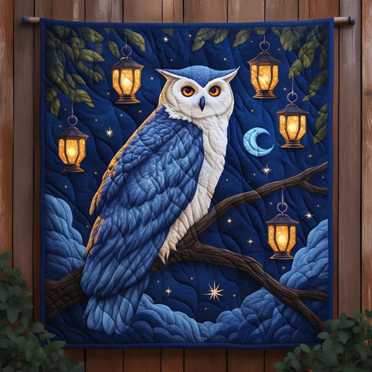 Mysterious Blue Night Owl Quilt Blanket