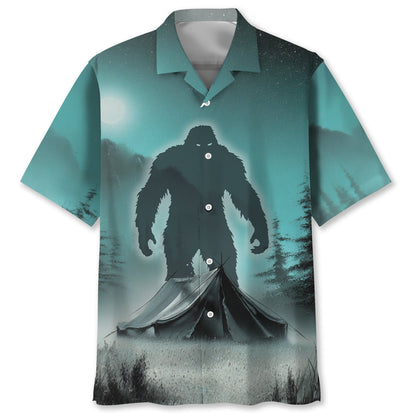 Mysterious Bigfoot at Campsite Hawaiian Shirt - S - hawaiian shirt