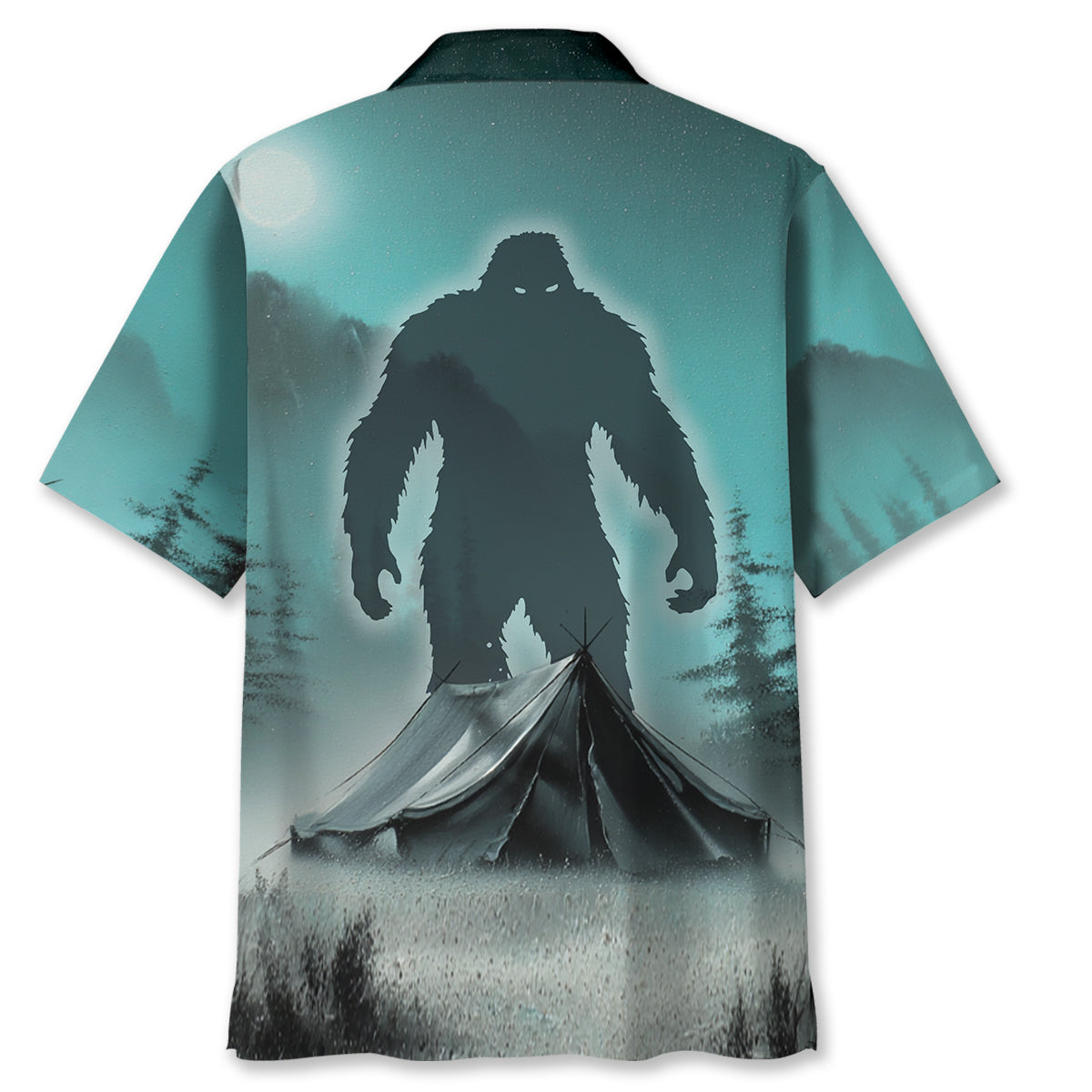 Mysterious Bigfoot at Campsite Hawaiian Shirt - M - hawaiian shirt