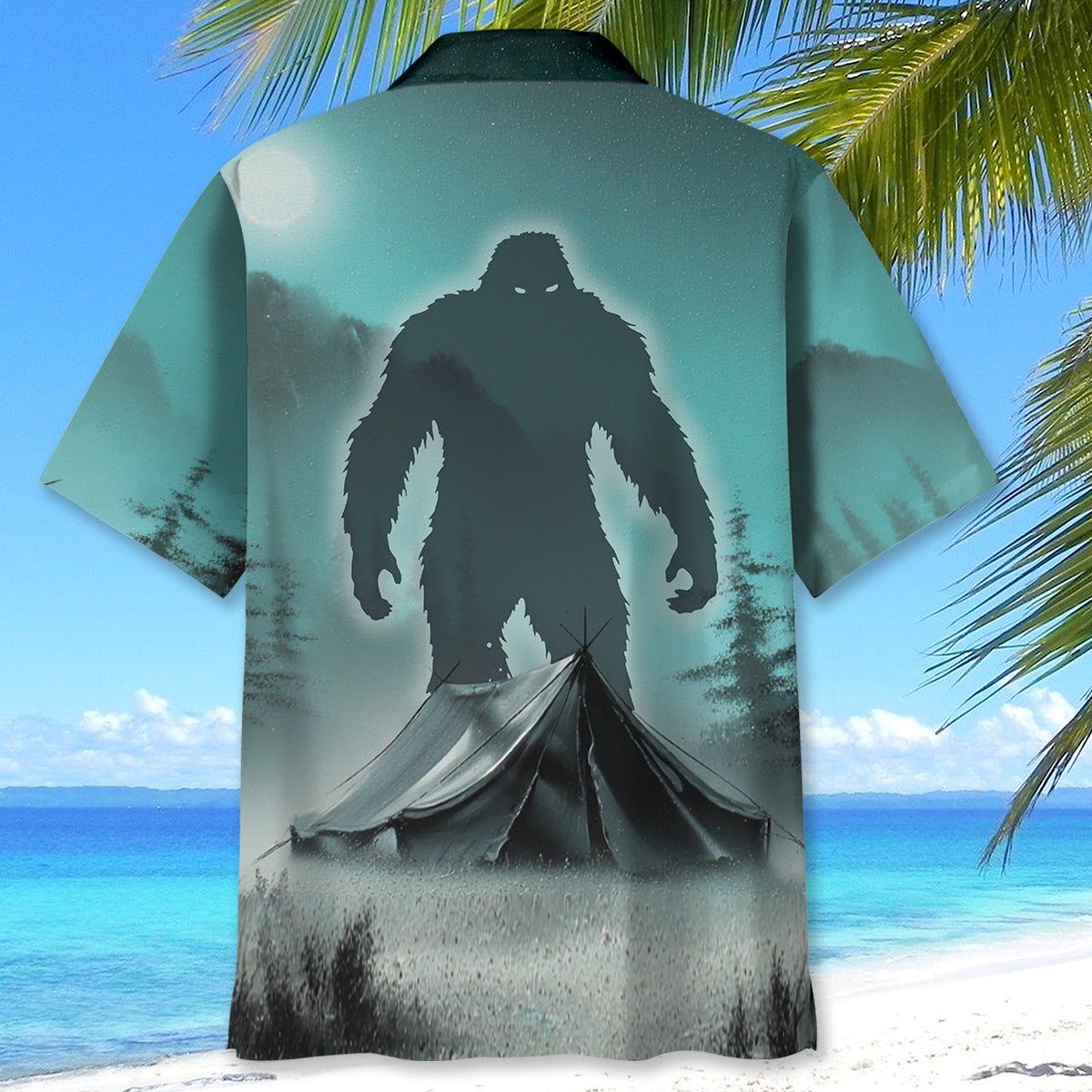Mysterious Bigfoot at Campsite Hawaiian Shirt - XL - hawaiian shirt