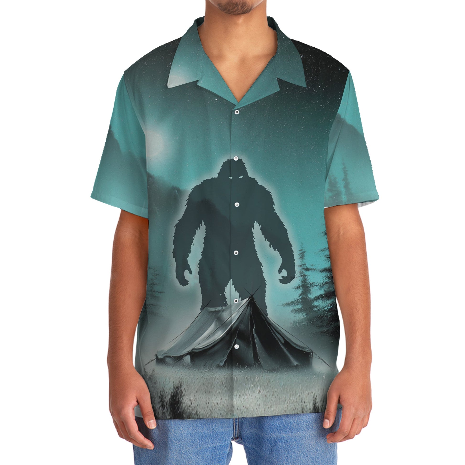 Mysterious Bigfoot at Campsite Hawaiian Shirt - 2XL - hawaiian shirt