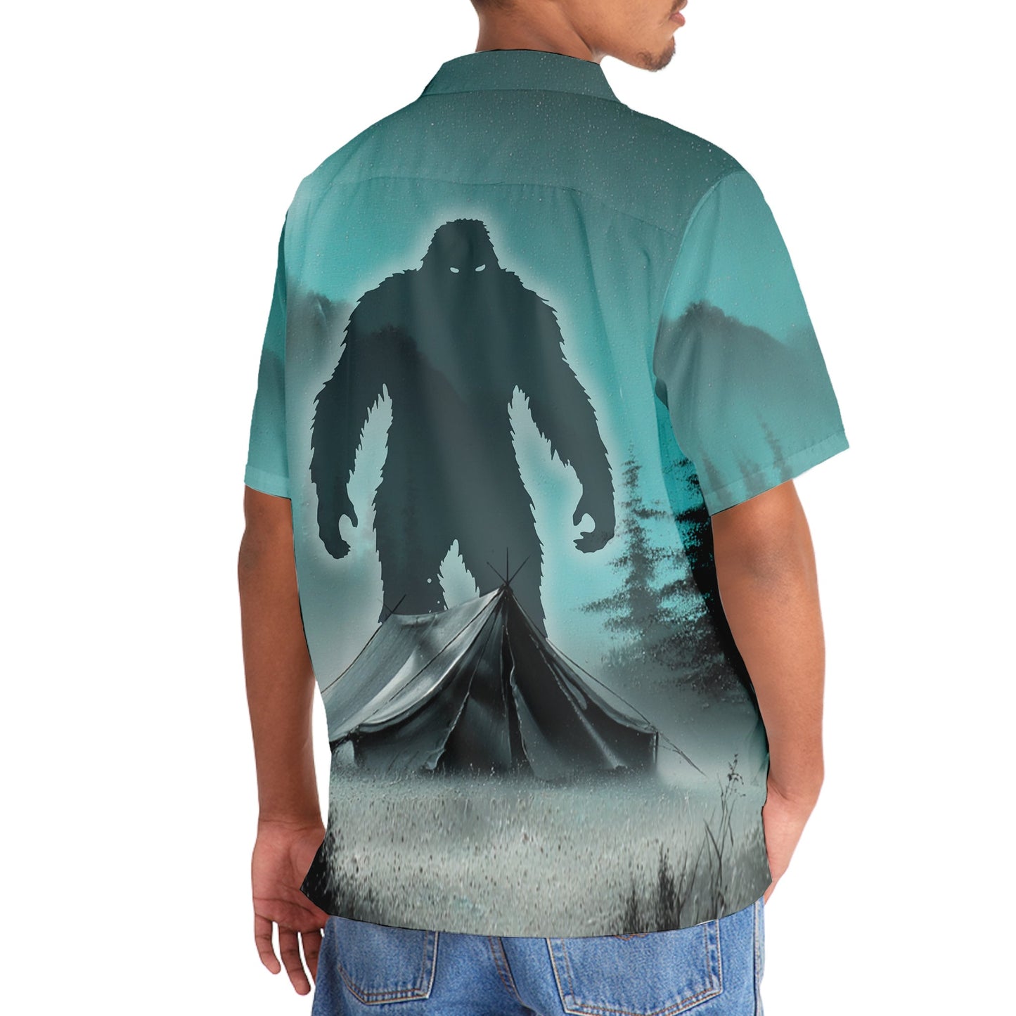 Mysterious Bigfoot at Campsite Hawaiian Shirt - 3XL - hawaiian shirt