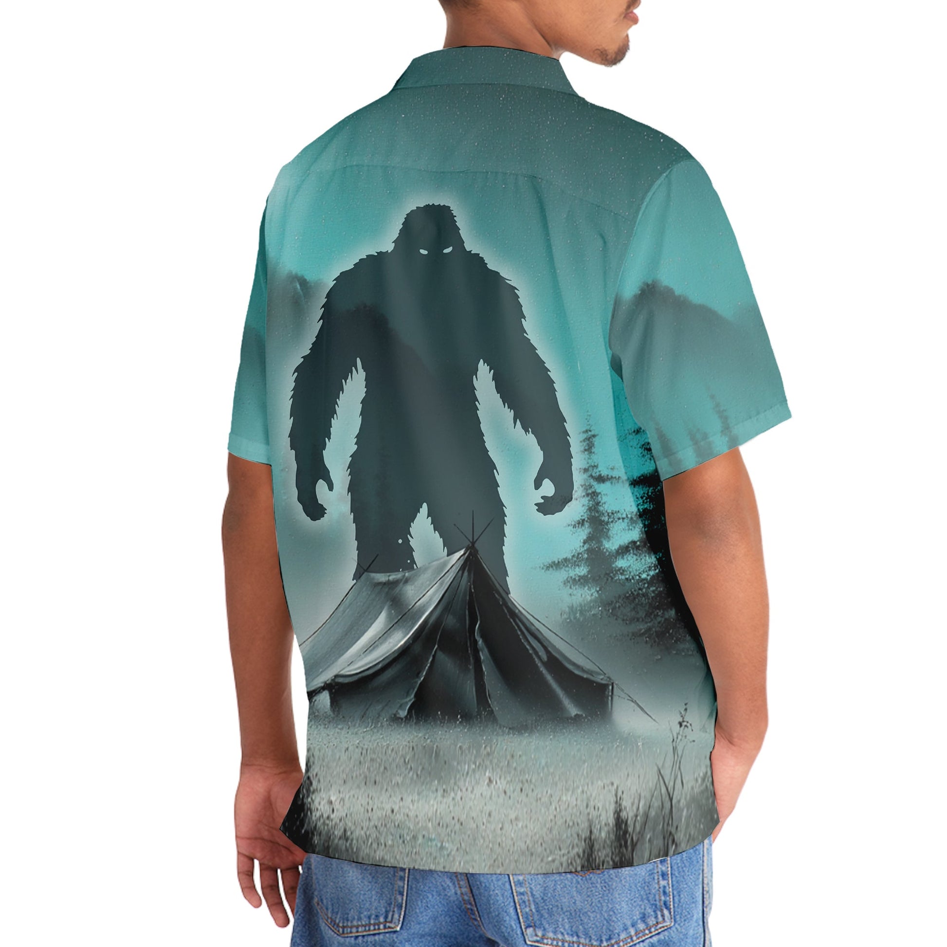 Mysterious Bigfoot at Campsite Hawaiian Shirt - 3XL - hawaiian shirt