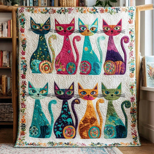 Mystery Cat Quilt Blanket - Quilted Blanket by OtterMia