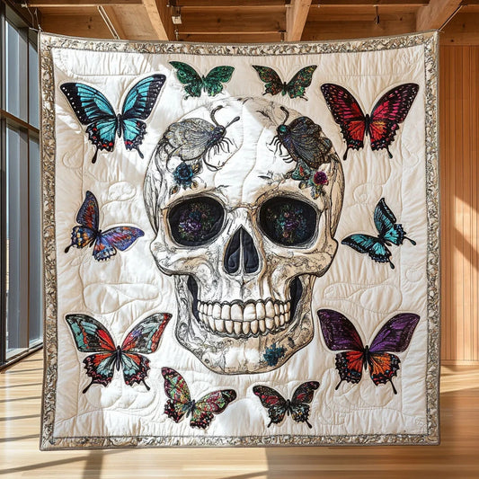 Mystic Butterfly Skull Quilt Blanket