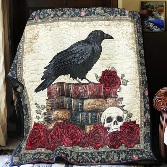 Mystic Raven Rose Quilt Blanket
