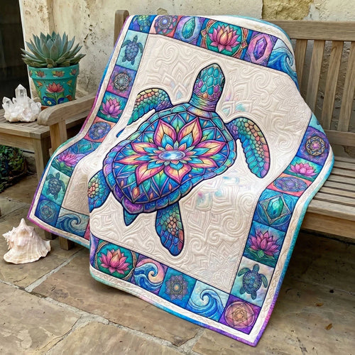 Mystic Sea Turtle Mandala Quilt Blanket