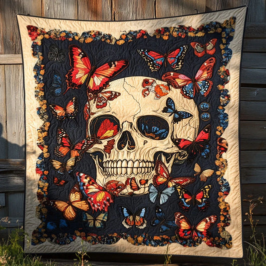 Mystic Skull Butterfly Quilt Blanket