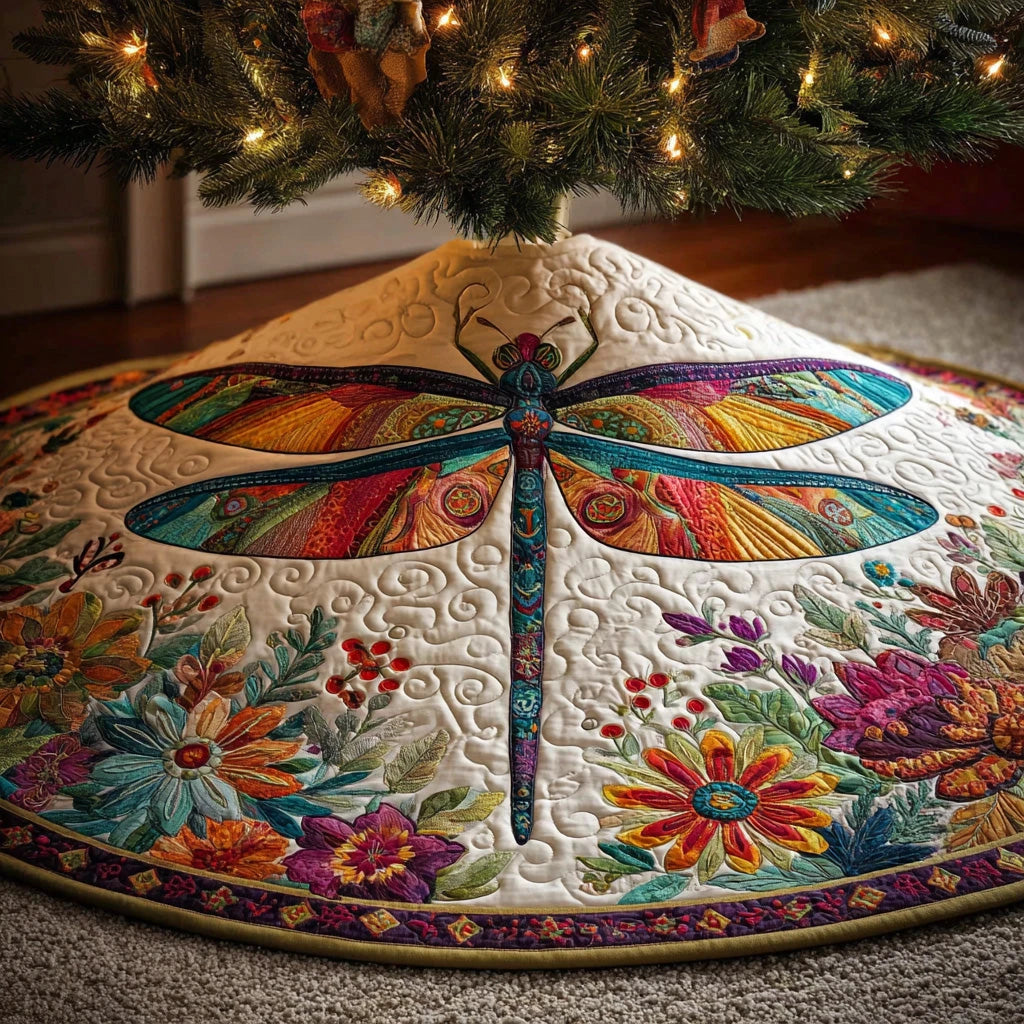Mystic Wings Christmas Quilted Tree Skirt