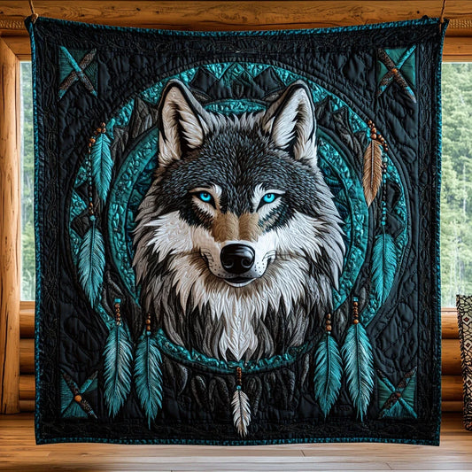 Mystic Wolf Quilt Blanket