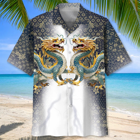 Mythology Chinese Dragon Hawaiian Shirt - S - hawaiian shirt