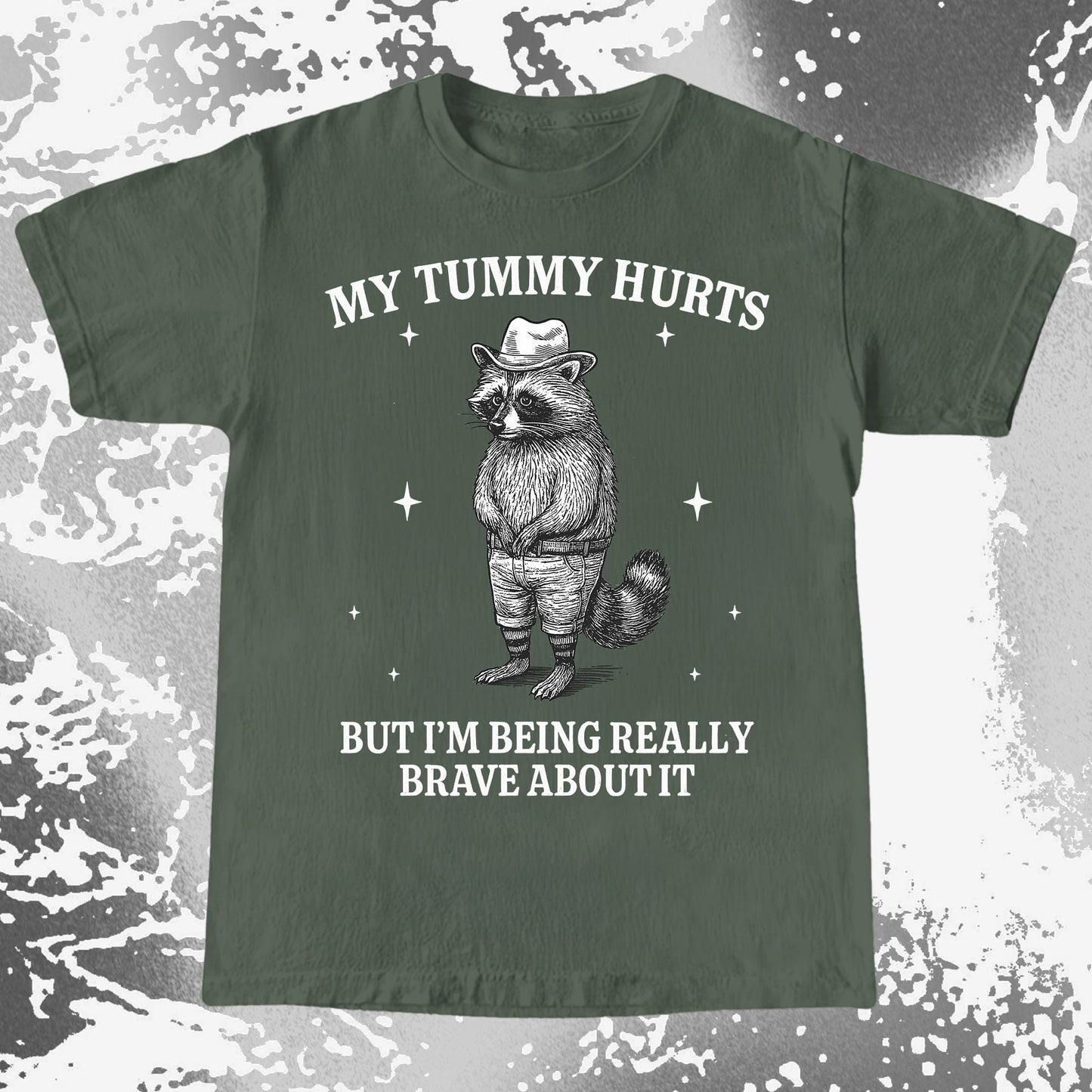 Funny Raccoon My Tummy Hurts Being Really Brave Shirt, funny meme tee gift (view 5)