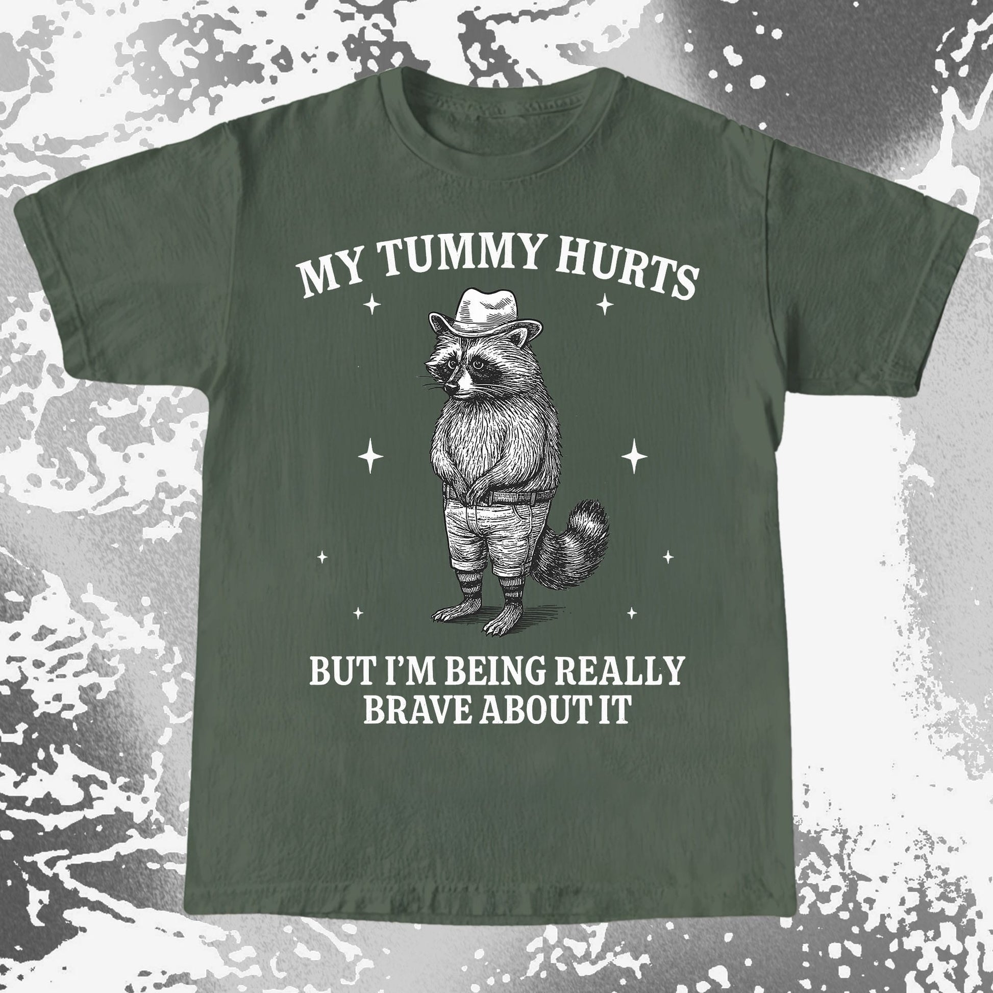 Funny Raccoon My Tummy Hurts Being Really Brave Shirt, funny meme tee gift (view 5)