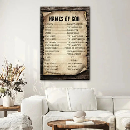 names of god wall art canvas print (view 6)