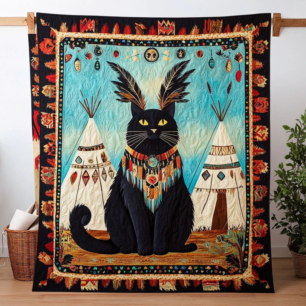 Native American Cat Quilt Blanket