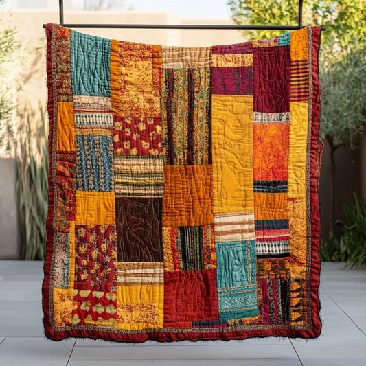 Native American Geometric Spirit Patchwork Quilt Blanket