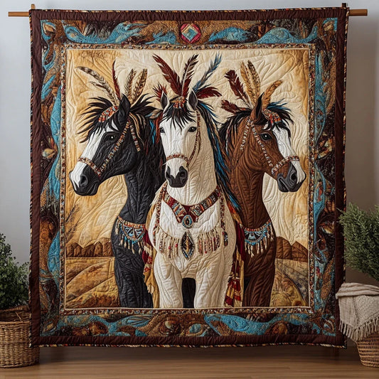 Native American Horse Quilt Blanket