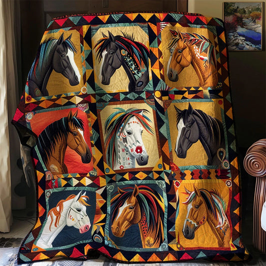 Native American Horse Quilt Blanket