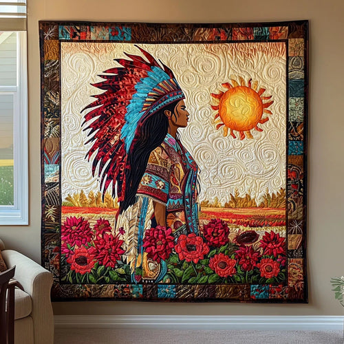 Native American Woman Quilt Blanket
