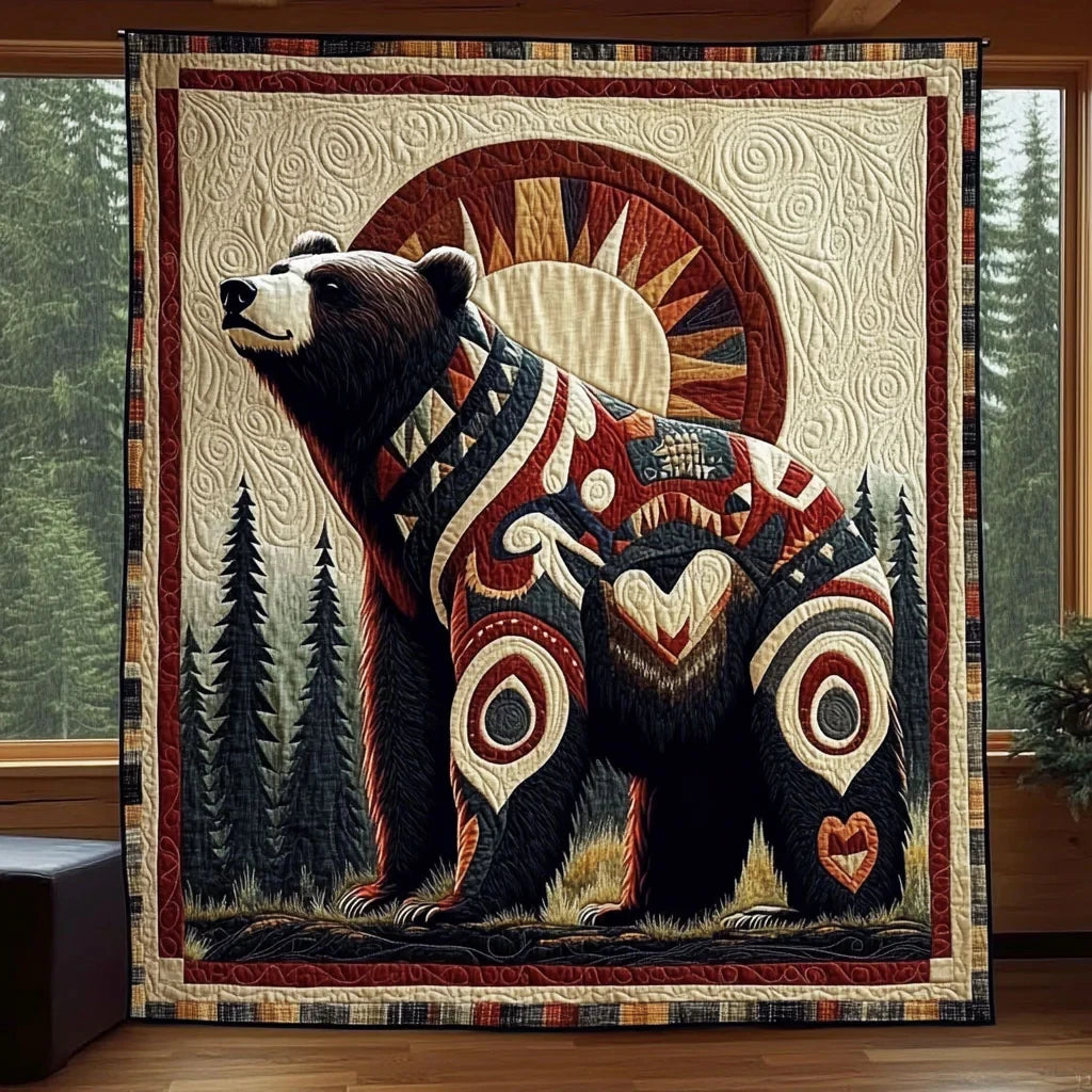 Native Bear Strength Quilt Blanket