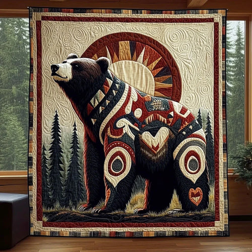 Native Bear Strength Quilt Blanket
