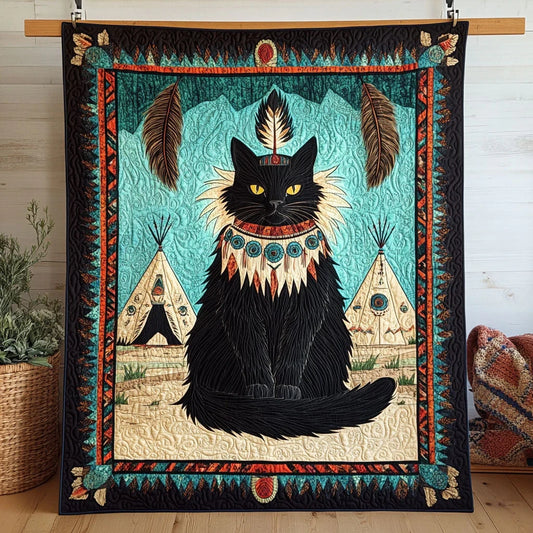 Native Cat Charm Quilt Blanket