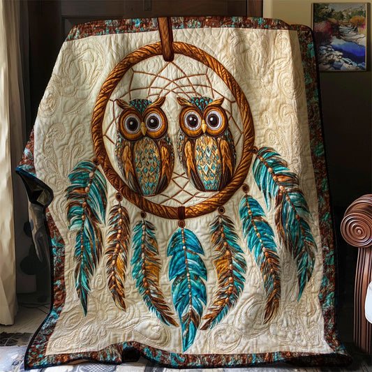 Native Dreamcatcher Owl Quilt Blanket