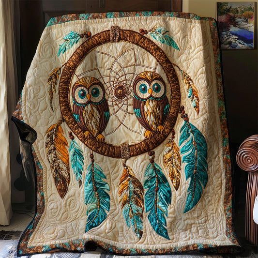 Native Dreamcatcher Owl Quilt Blanket