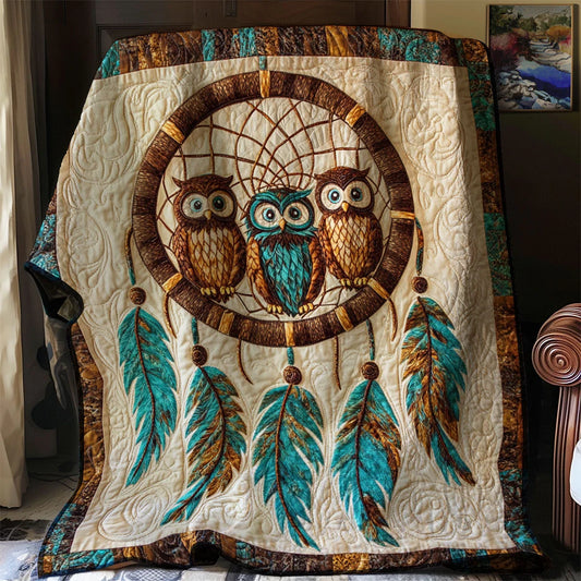 Native Dreamcatcher Owl Quilt Blanket