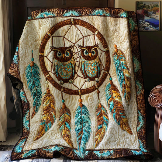 Native Dreamcatcher Owl Quilt Blanket