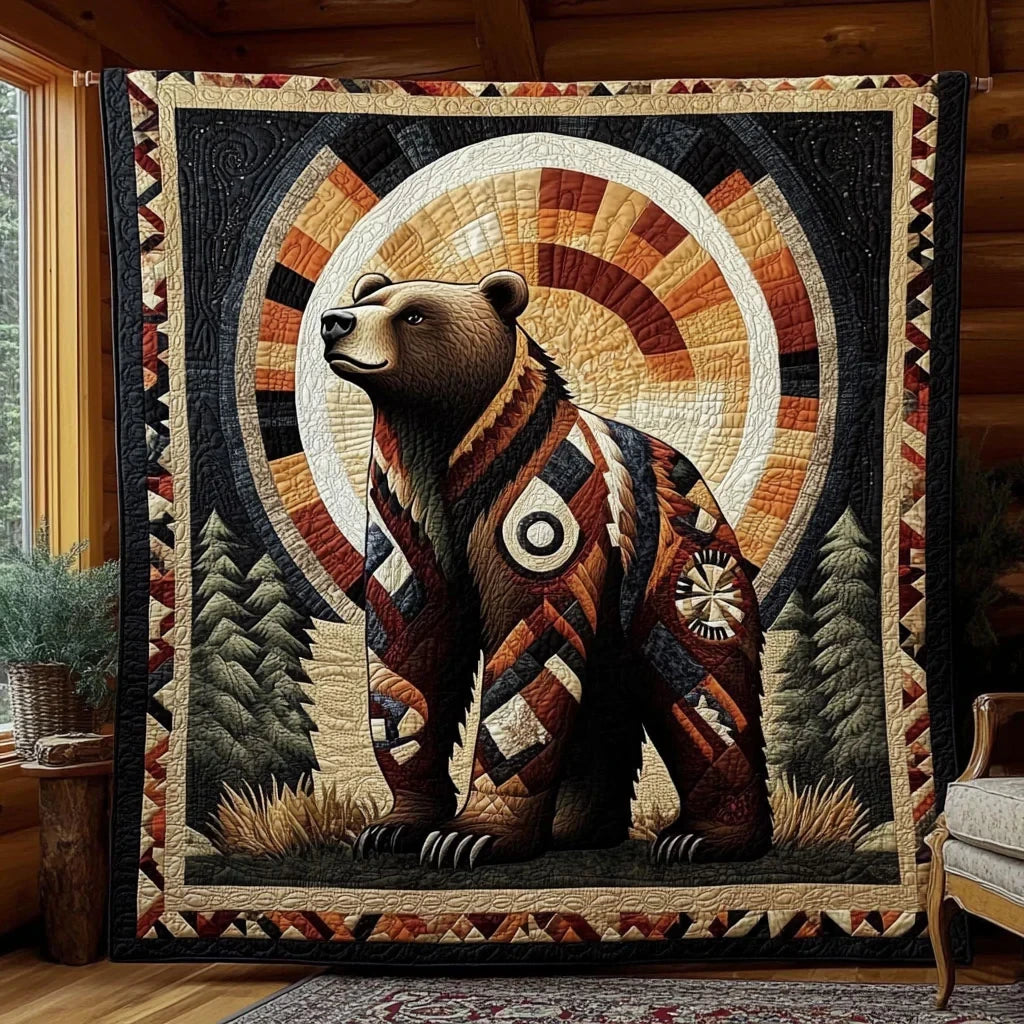Native Guardian Bear Quilt Blanket
