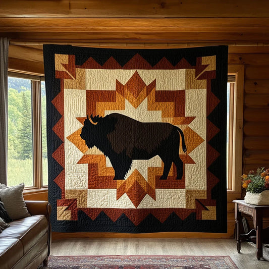 Native Guardian Bison Quilt Blanket