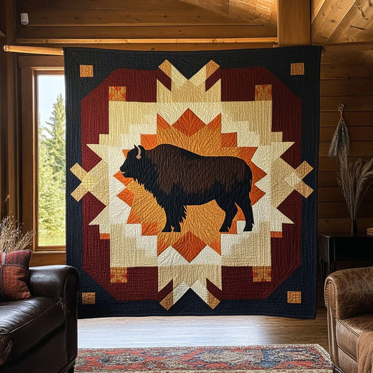 Native Guardian Bison Quilt Blanket