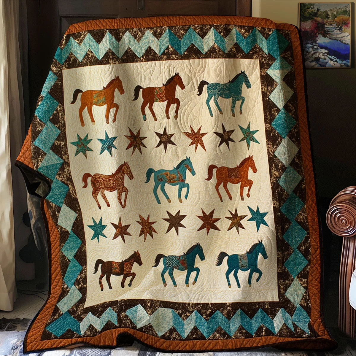 Native Horse Quilt Blanket
