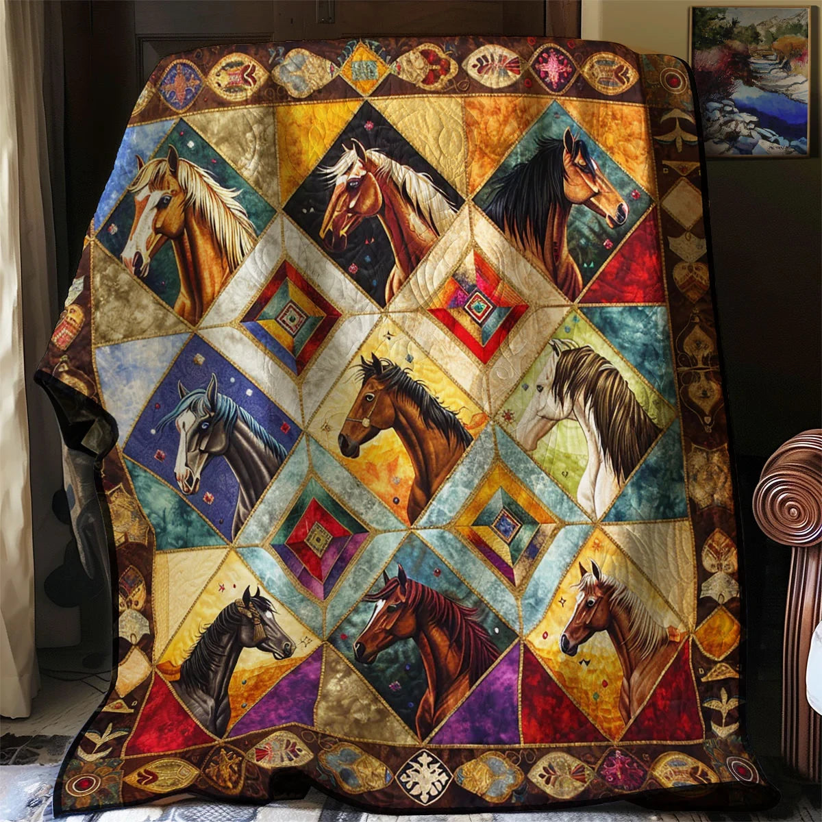 Native Horse Quilt Blanket