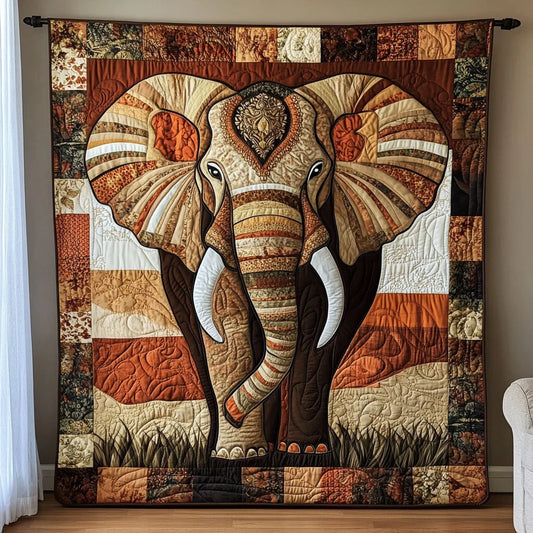 Native Patchwork Elephant Quilt Blanket