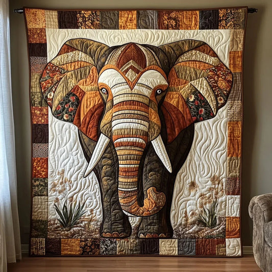 Native Patchwork Elephant Quilt Blanket
